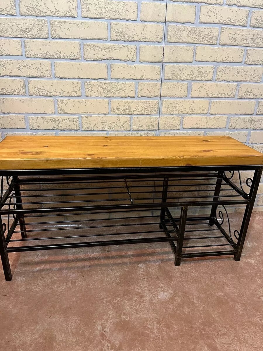 Кованая банкетка №44, Студия кованой мебели Нива, цвет античная бронза/желтый — фото 1