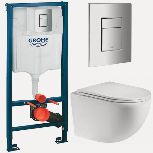 Изображение товара Инсталляция Grohe Solido 38811000 + унитаз Teymi Lina Vortex T40110 безободковый торнадо с сиденьем
