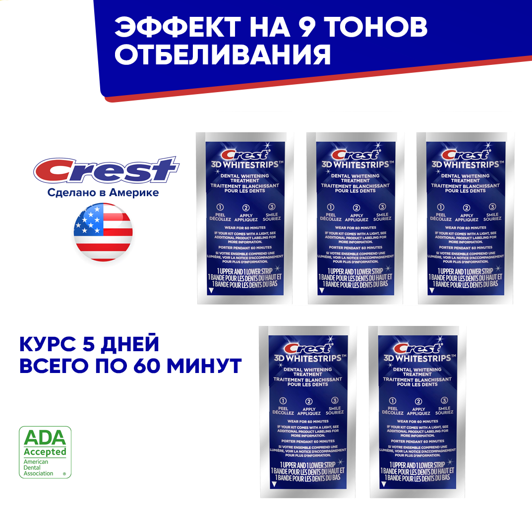 CREST 3D WHITESTRIPS PROFESSIONAL EFFECTS- отбеливающие полоски для зубов (5 пакетиков)