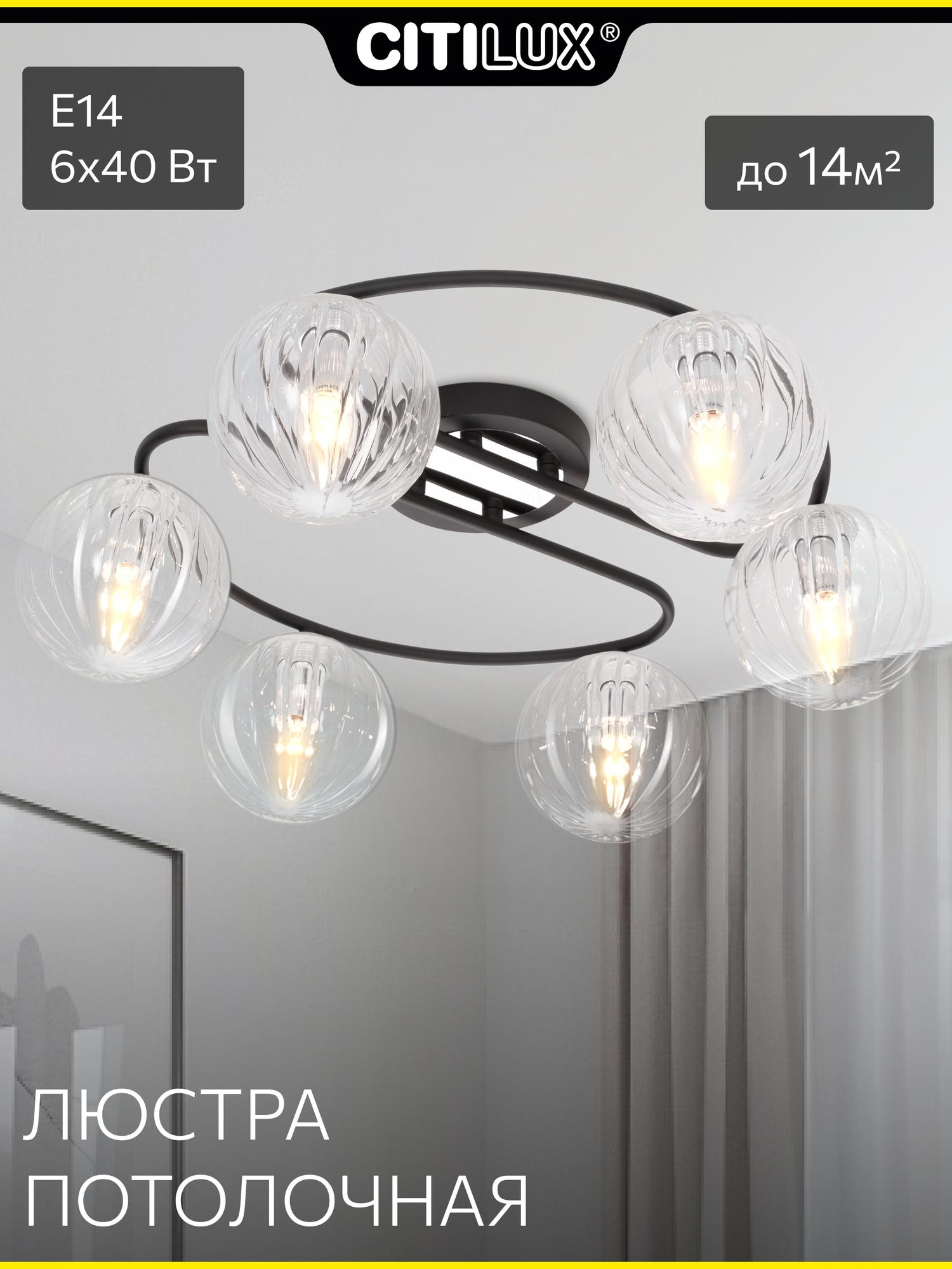 Citilux Эрни CL122165 Люстра потолочная Чёрная