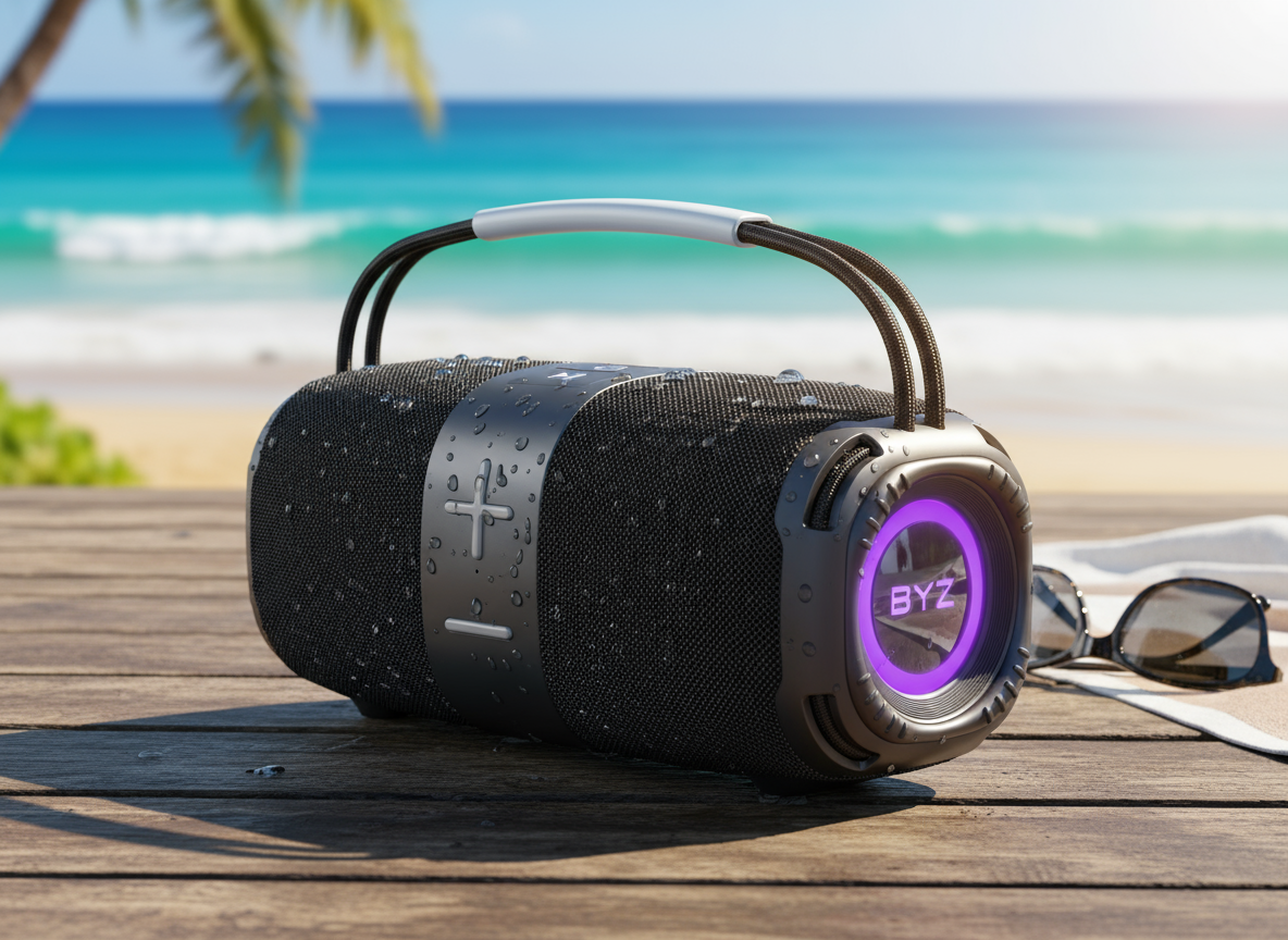 Портативная колонка BYZ-602, Bluetooth, FM, USB, с радио, 2 ч автономной работы, чёрного цвета