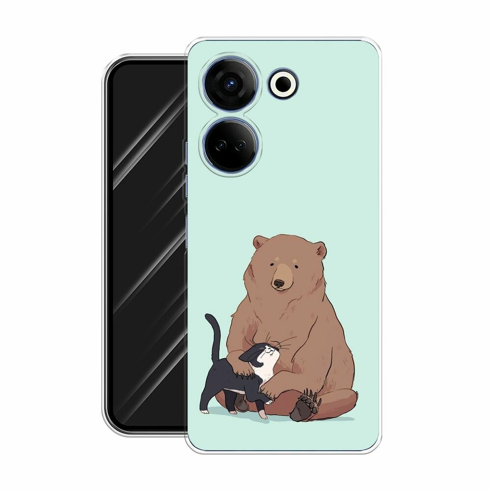 Чехол на Tecno Camon 20/20 Pro 4G / Текно Камон 20/20 Pro 4G с принтом "Медведь и кошка дружба" — фото 1