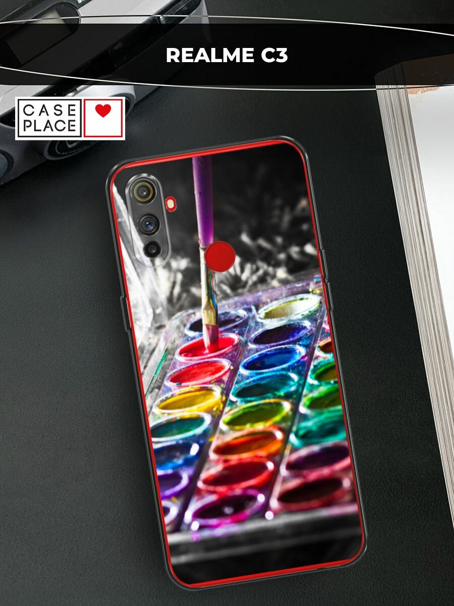 Силиконовый чехол на Realme C3 / Реалми C3 с принтом "Палитра красок"