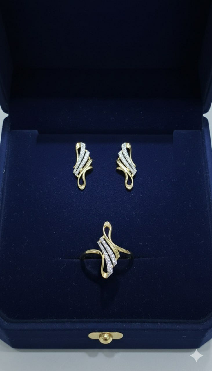 Комплект бижутерии: серьги, кольцо, Swarovski Zirconia