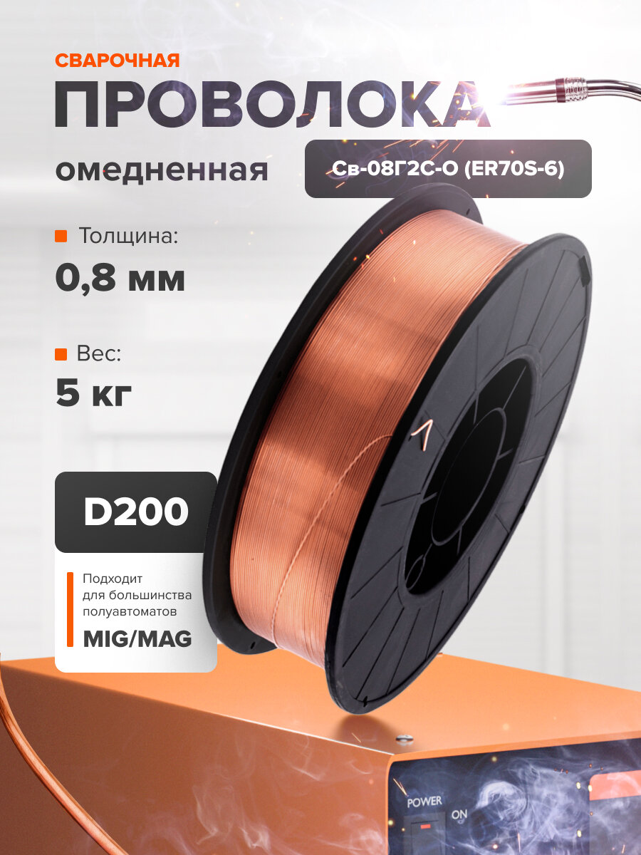 Сварочная проволока 0,8 мм REMIX 5 кг, омедненная, сплошное сечение PROV05