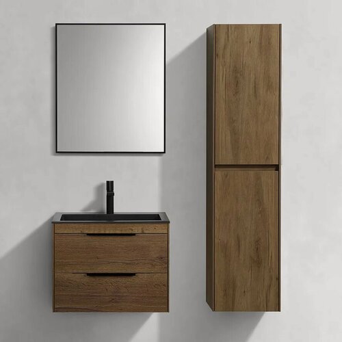 Изображение товара Мебель для ванной комнаты Vincea Chiara 2D 60, 2 ящика, дуб табак, с черной раковиной