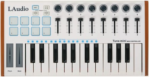 Изображение товара MIDI-контроллер LAudio TUNAMINI, 25 чувствительных клавиш, 8 пэдов, RGB-подсветка