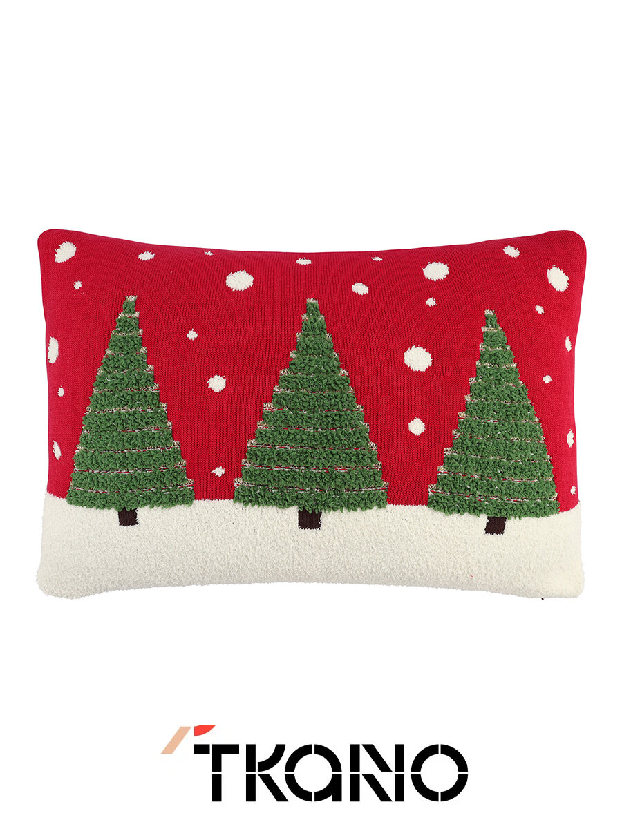 Подушка вязаная с новогодним рисунком Tkano New Year Essential Festive Wood