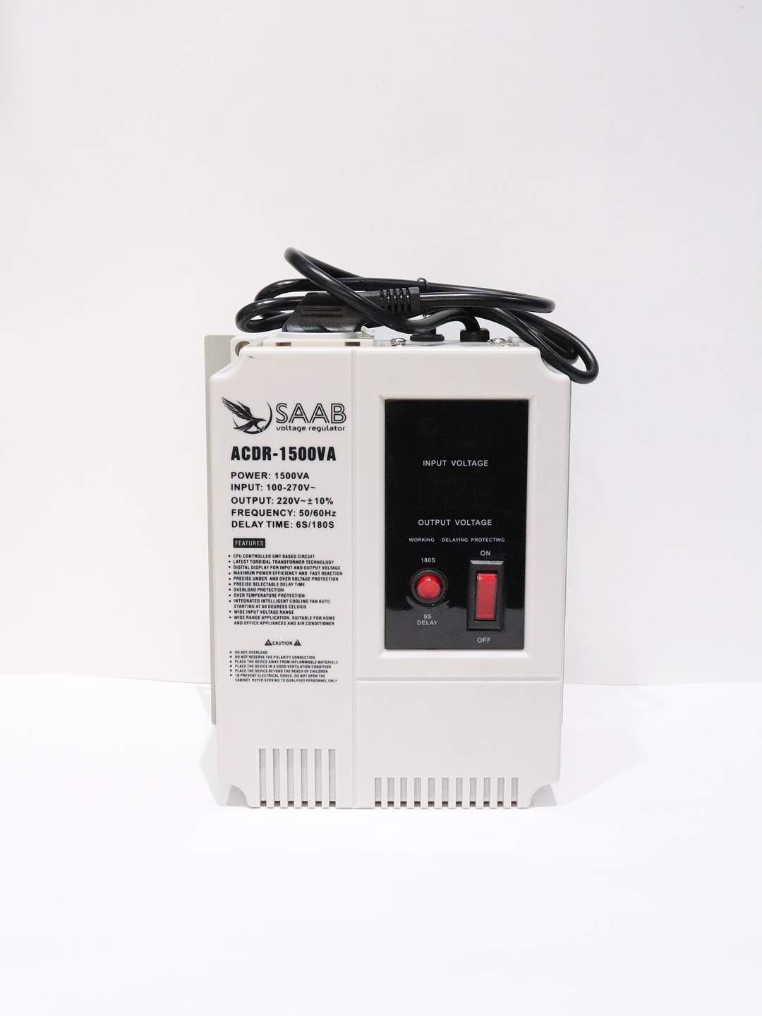 Стабилизатор напряжения SAAB-1000VA, релейный, точность ±10%, ЖК-дисплей