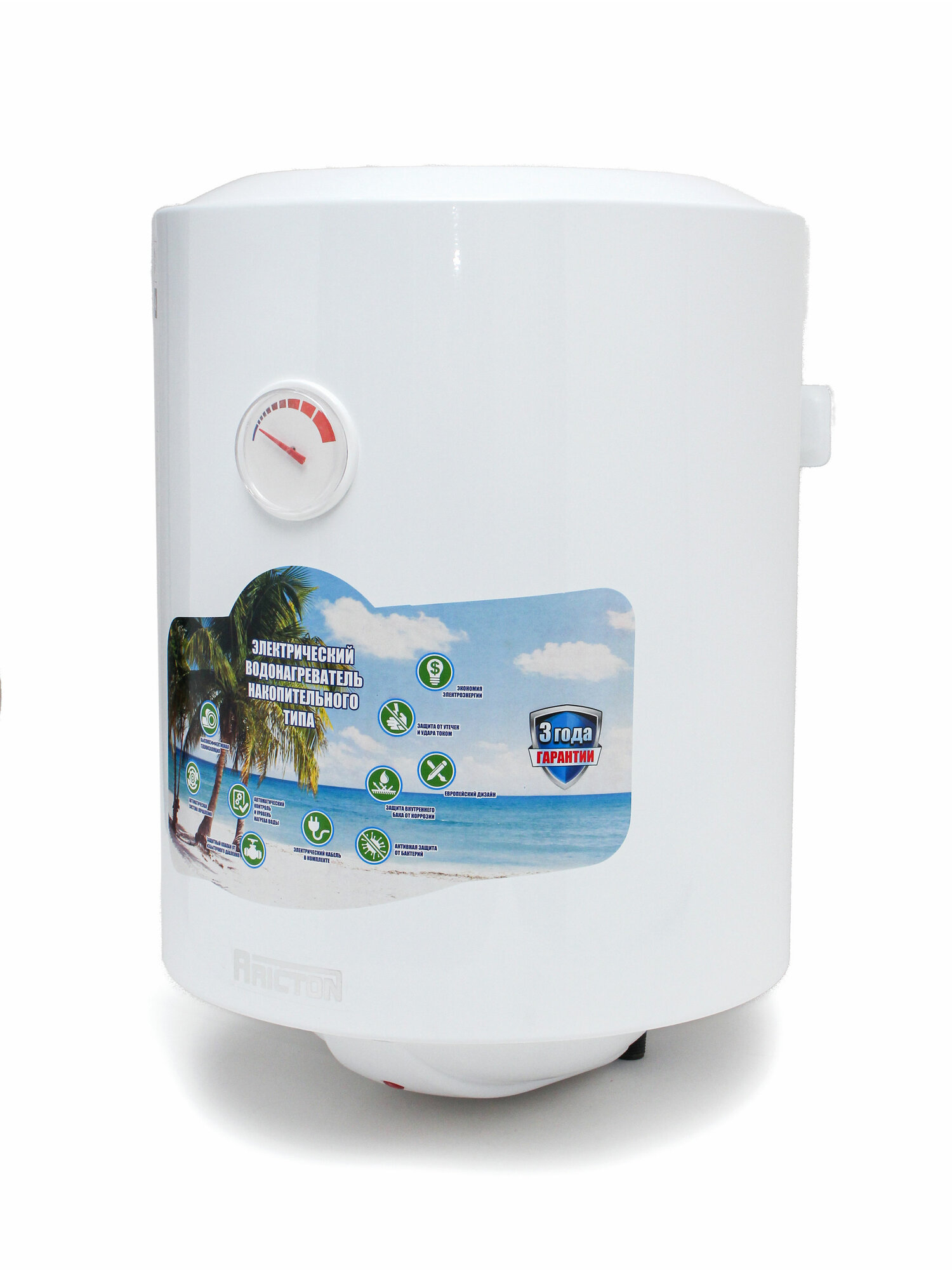 Водонагреватель ARICTON 30, электрический, 1500Вт, вертикальный, настенный, механический, белый