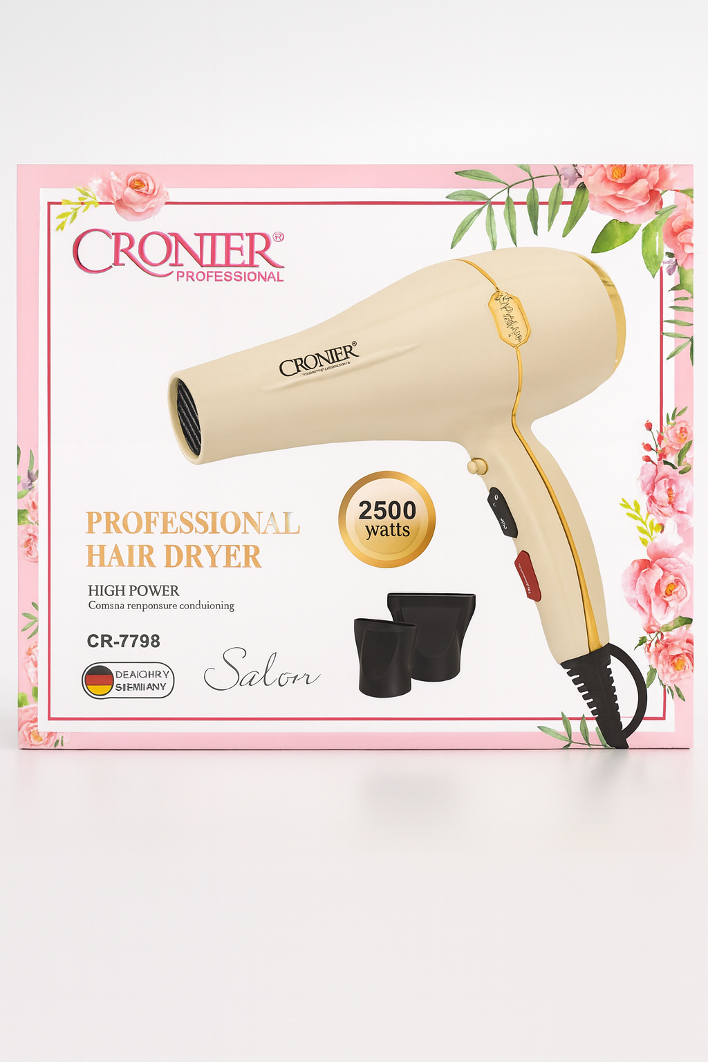 Фен Cronier CR-7788, профессиональный, 2500Вт, 4 температурных режима, с чехлом