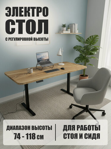 Изображение товара Стол компьютерный с подъемным механизмом дизайнерский лофт THETABLE•RU 160х80 8.13/14.1
