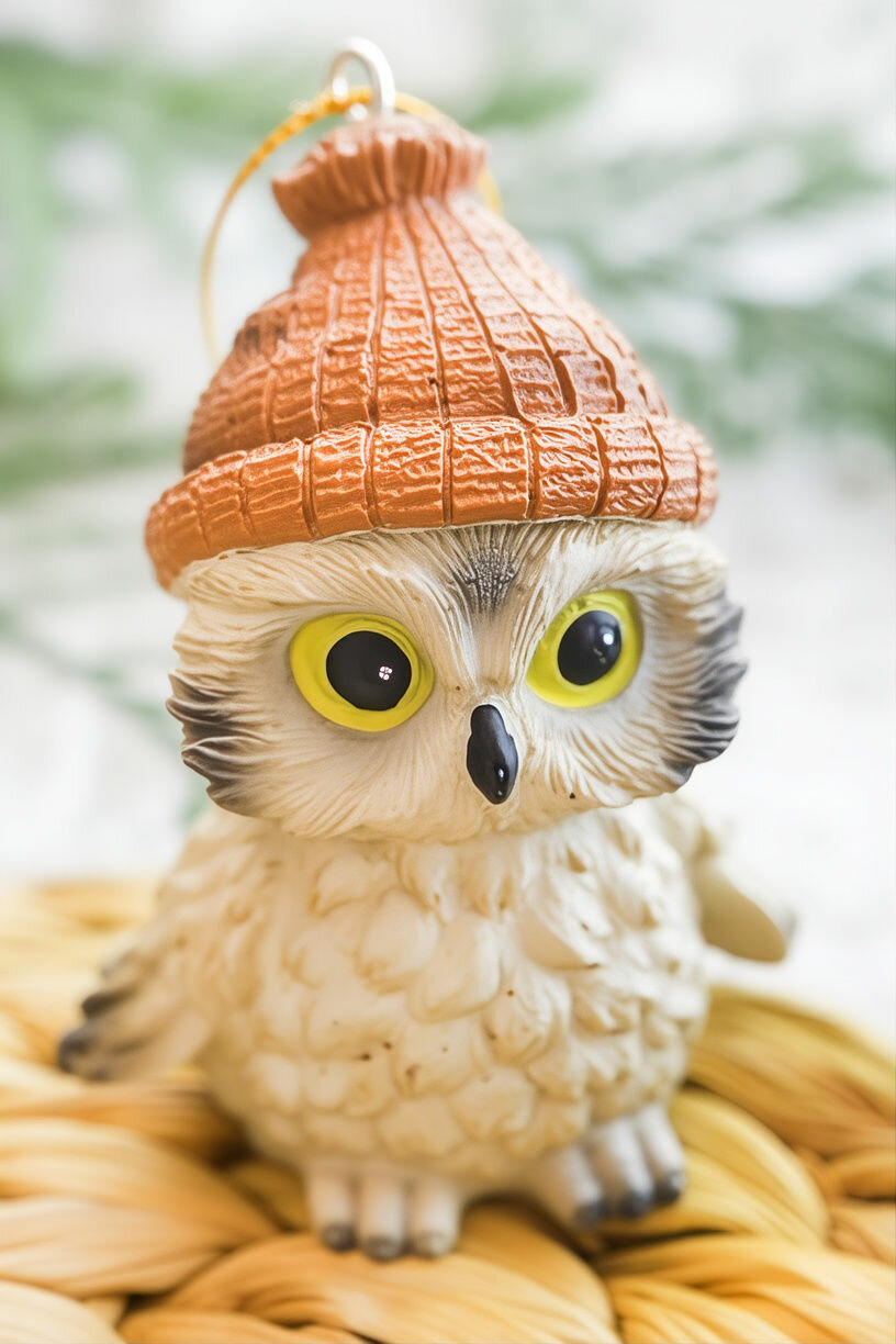 Ёлочная игрушка совёнок глазастик, полистоун, 7 см, Winter Deco 1001055