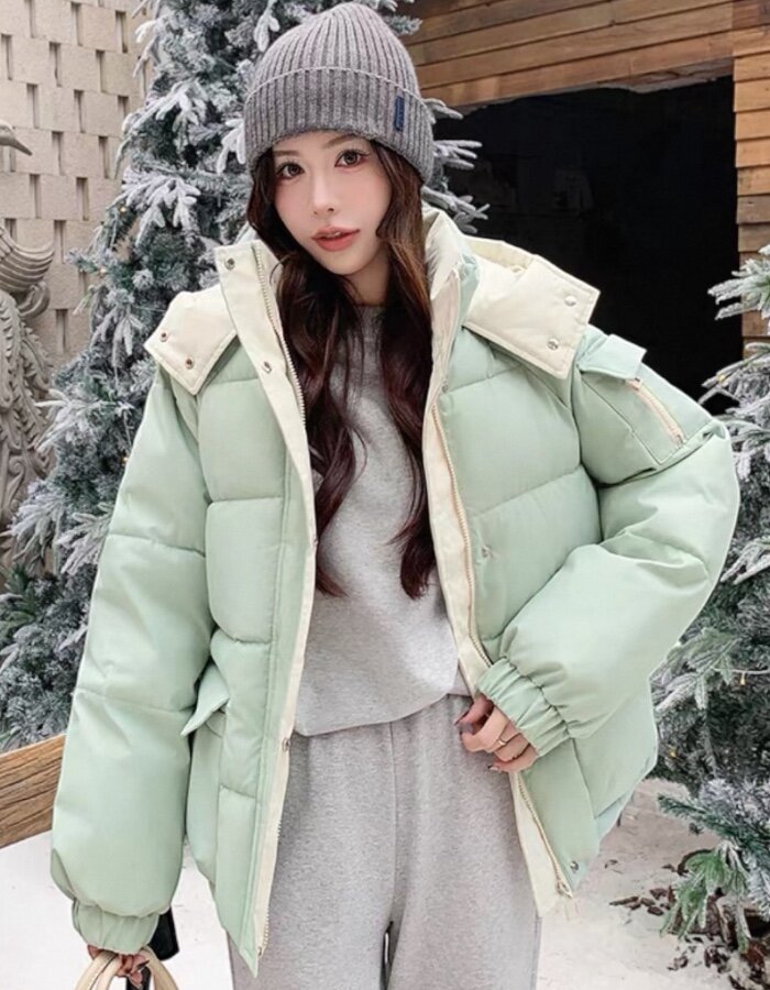 Комплект Куртка женская, зимняя, утепленная, oversize, с капюшоном, в корейском стиле