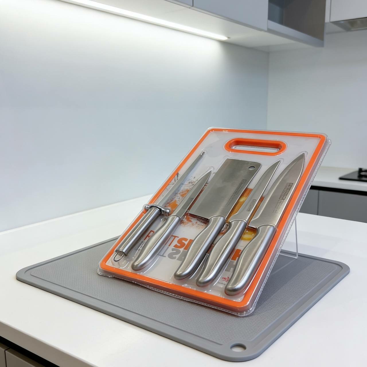 Набор кухонных ножей Zaziki из дамасской стали с деревянными ручками, серый, 5 в1