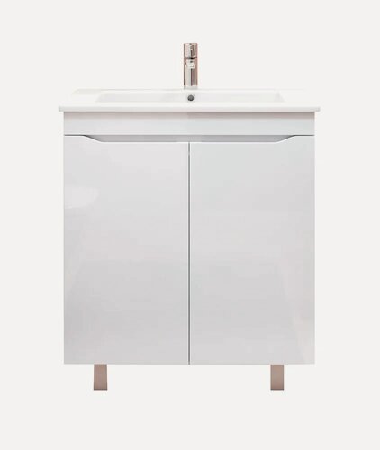 Изображение товара Тумба под раковину без столешницы Vigo Grani 75 напольная, белая, глянцевая, из МДФ, тумба для ванной, с дверками