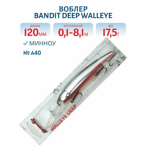 Воблер BANDIT DEEP WALLEYE, 120 мм, 17,5 гр, цвет A40