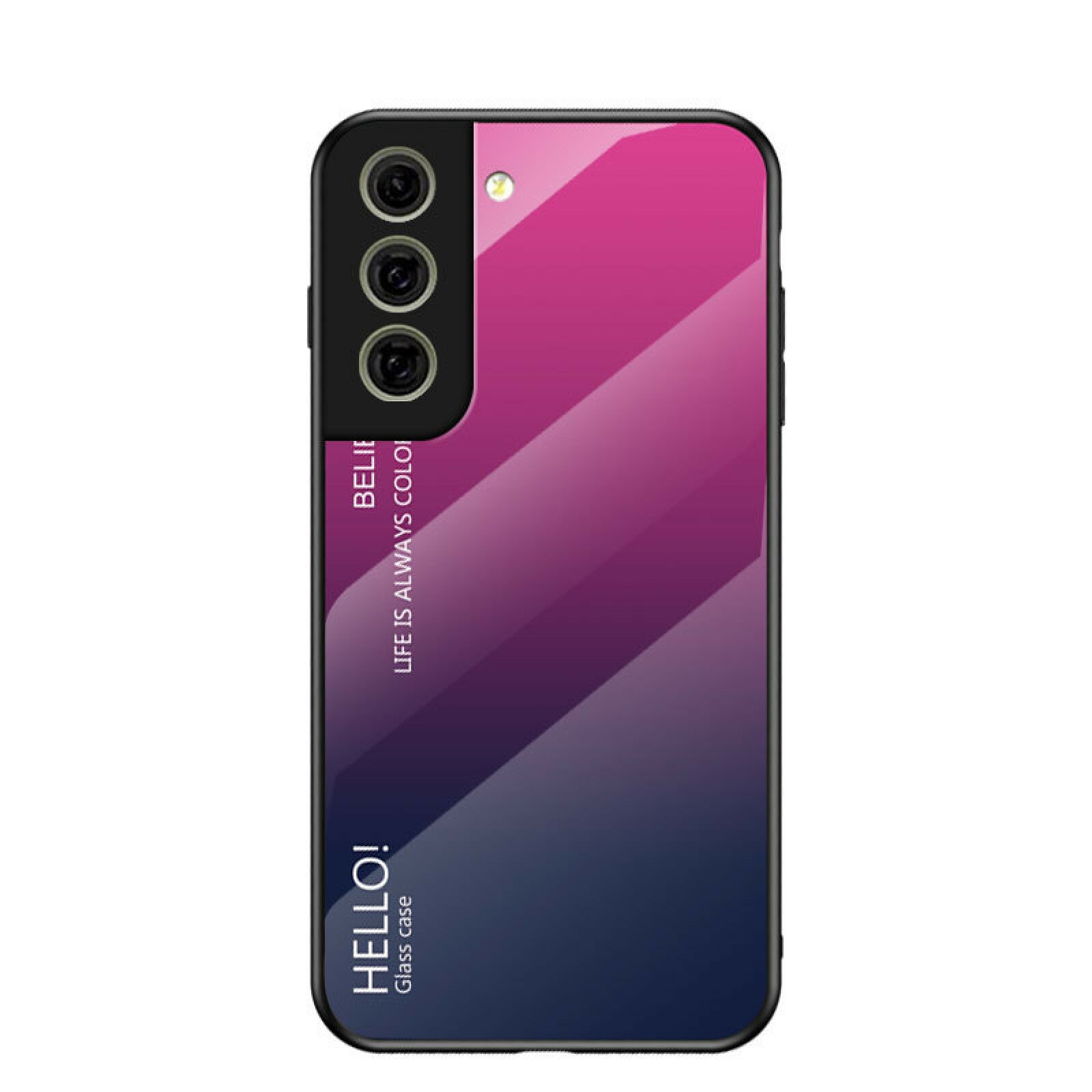 Чехол-бампер MyPads для Samsung Galaxy S21 FE с закаленным стеклом и фиолетовым градиентом