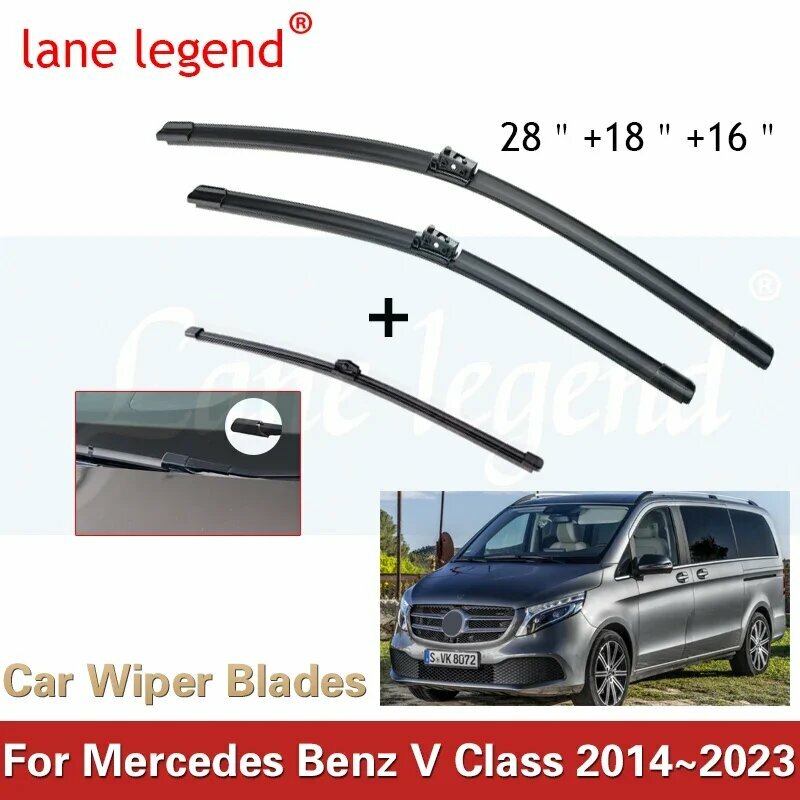 Для Mercedes Benz Vito Viano V Class W447 2014 ~ 2023 комплект щеток переднего и заднего дворника, щетки, аксессуары для лобового стекла