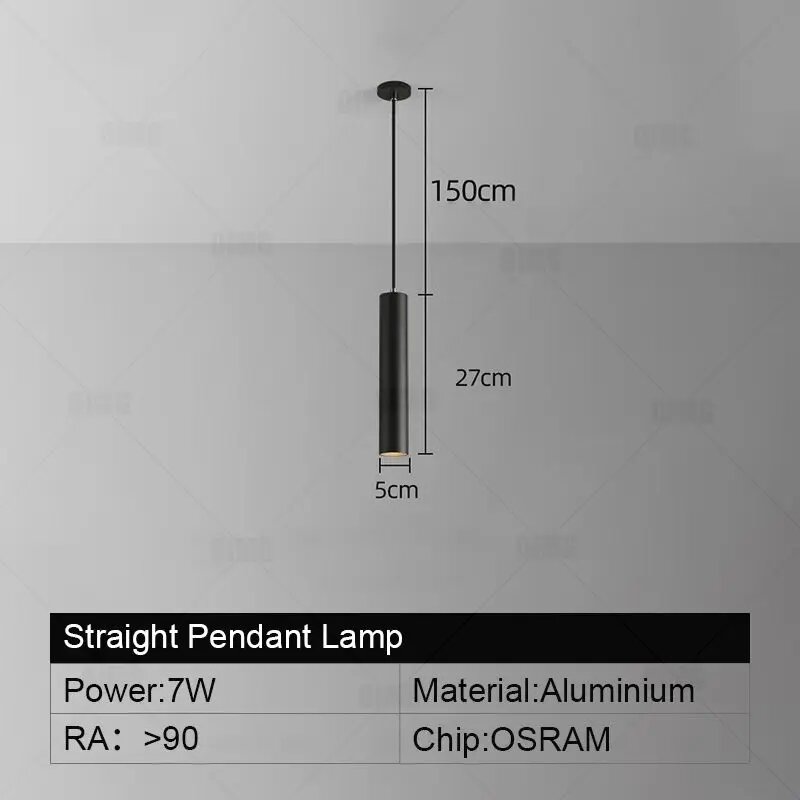 Подвесной светодиодный светильник OIMG, черный/белый, 7 Вт Black Cylindrical, 3000k