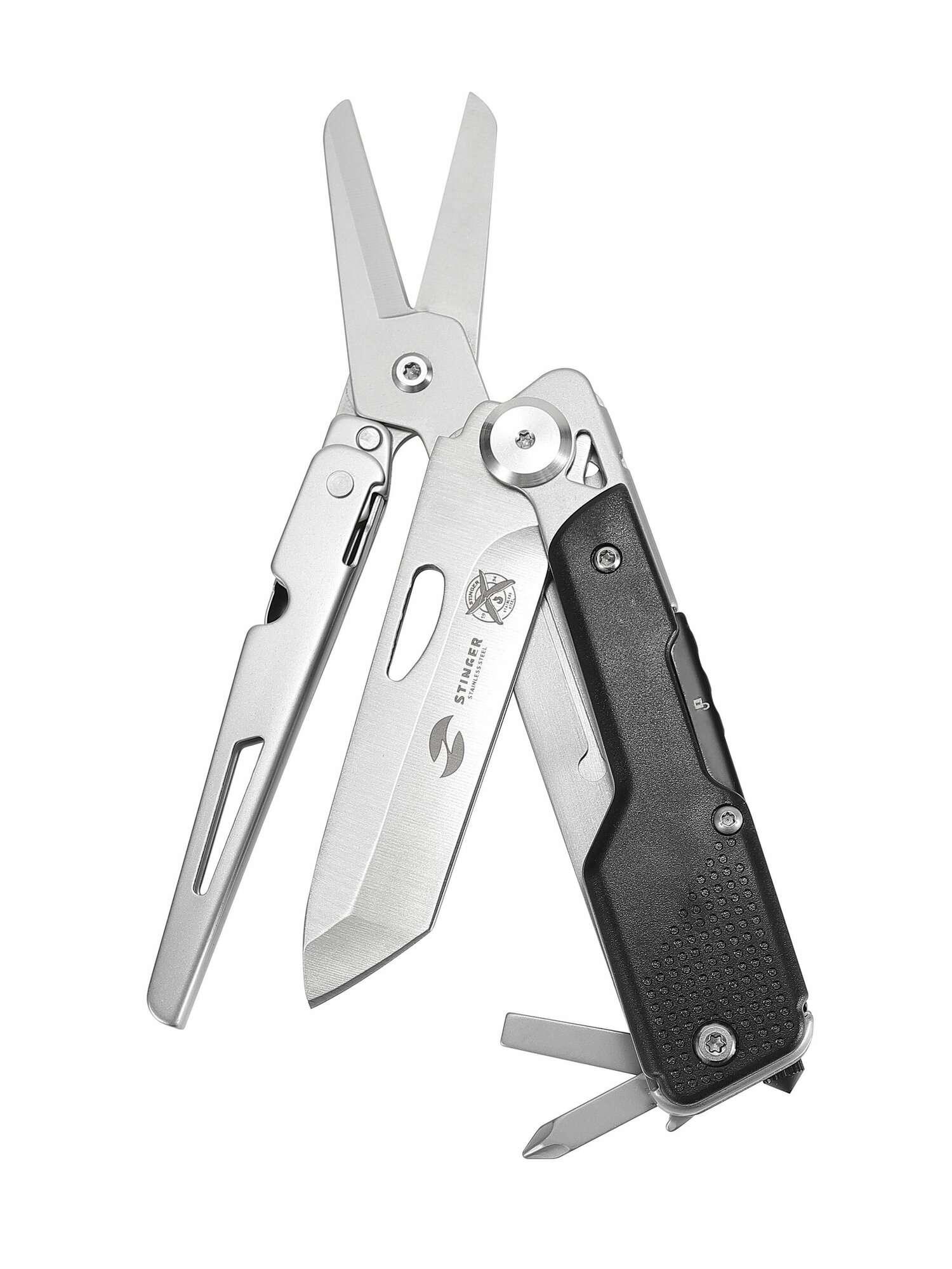 Мультитул Stinger 6 функций серебристый/черный
