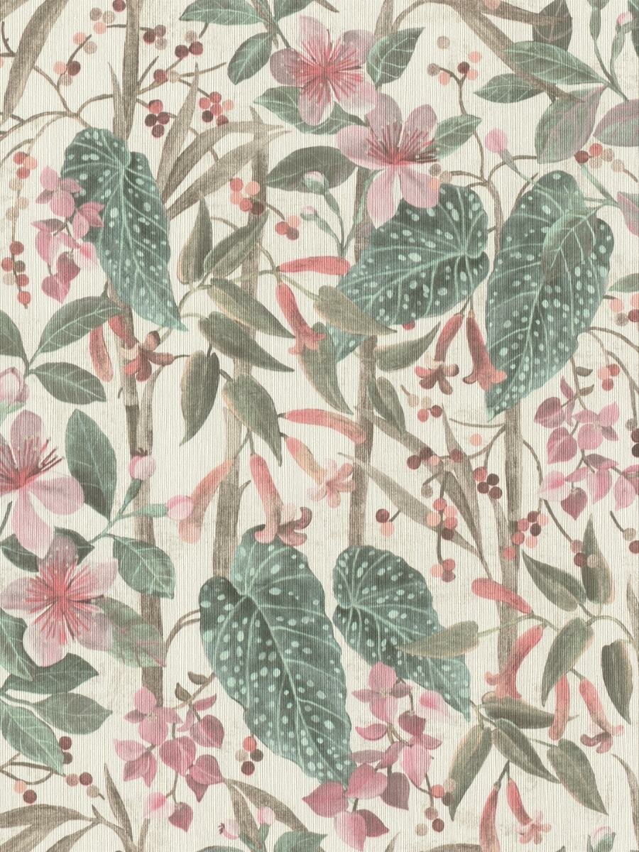 Обои Rasch Natural Colors 0.53 x 10.05 538212 на флизелиновой основе цвет розовый моющиеся рисунок флористика