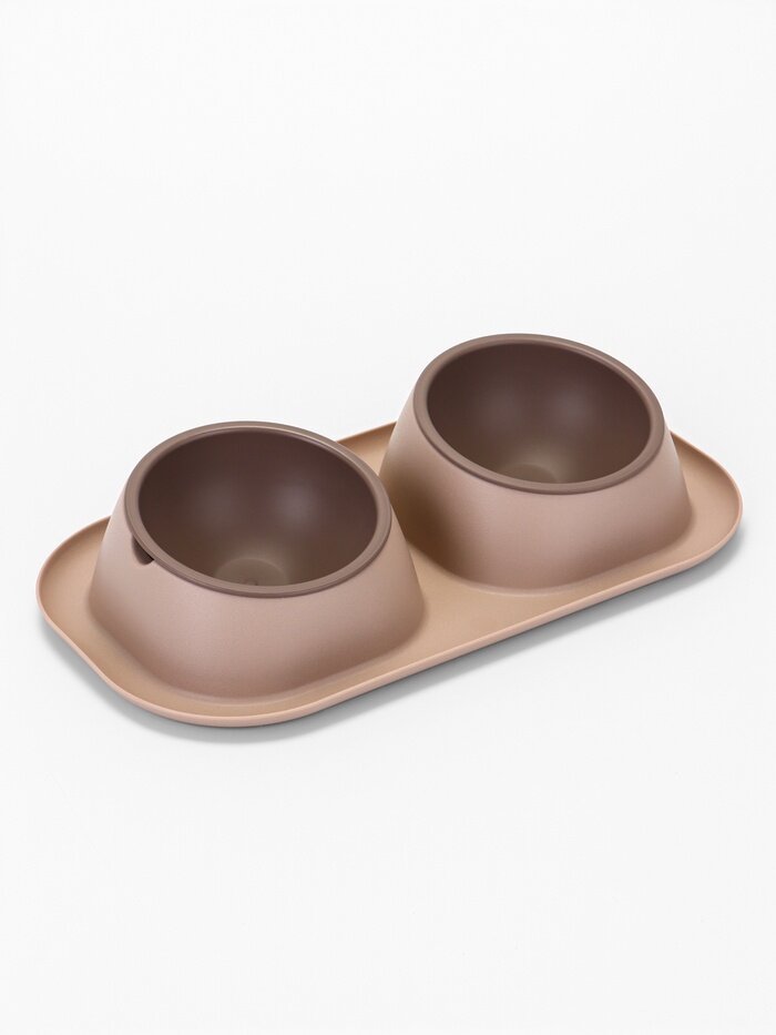 Миска для животных Дубль Мини 0.2 л Soft-touch каппучино