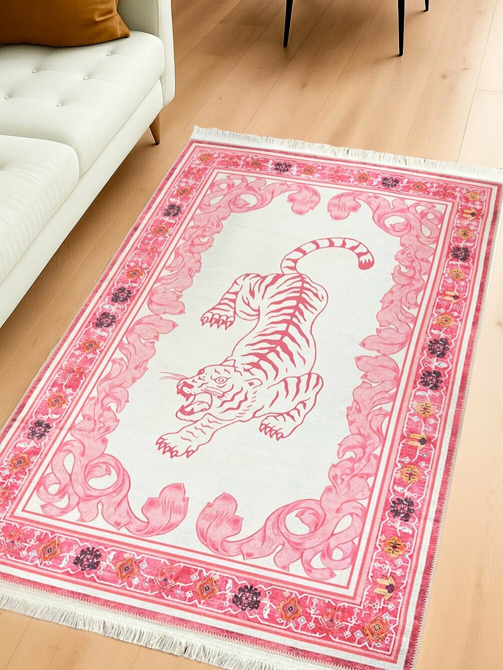 Ковер в комнату прикроватный на пол 80х120, без ворса, хлопок, Турция