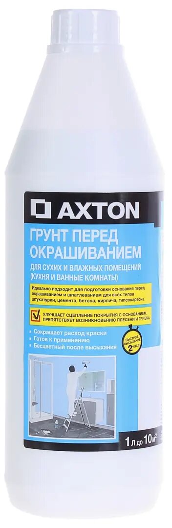 Грунтовка для сухих и влажных помещений Axton 1 л