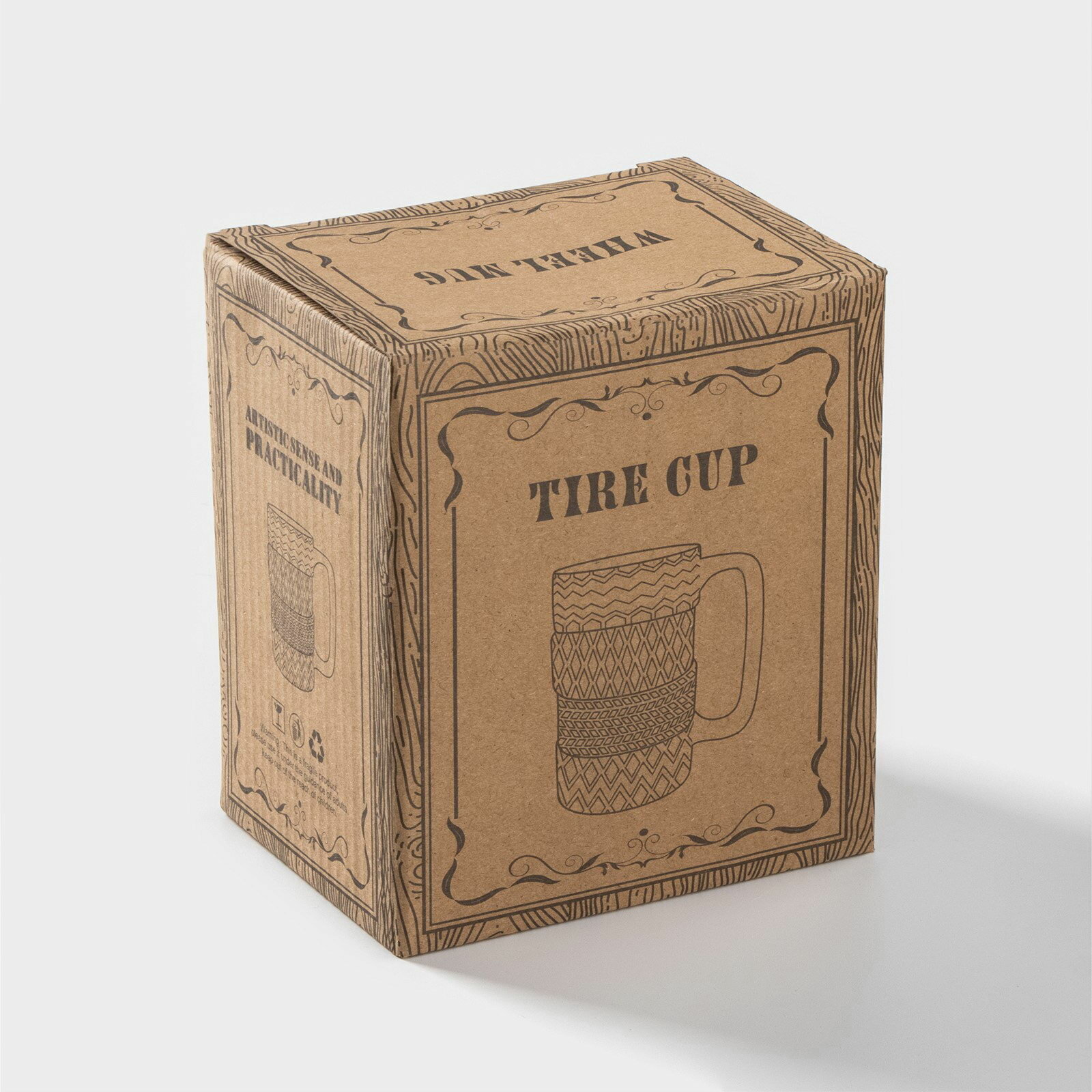 Кружка "Шины", 460 мл, керамика, чёрная, тематика: мужская, особенности: выдавленный дизайн — фото 1