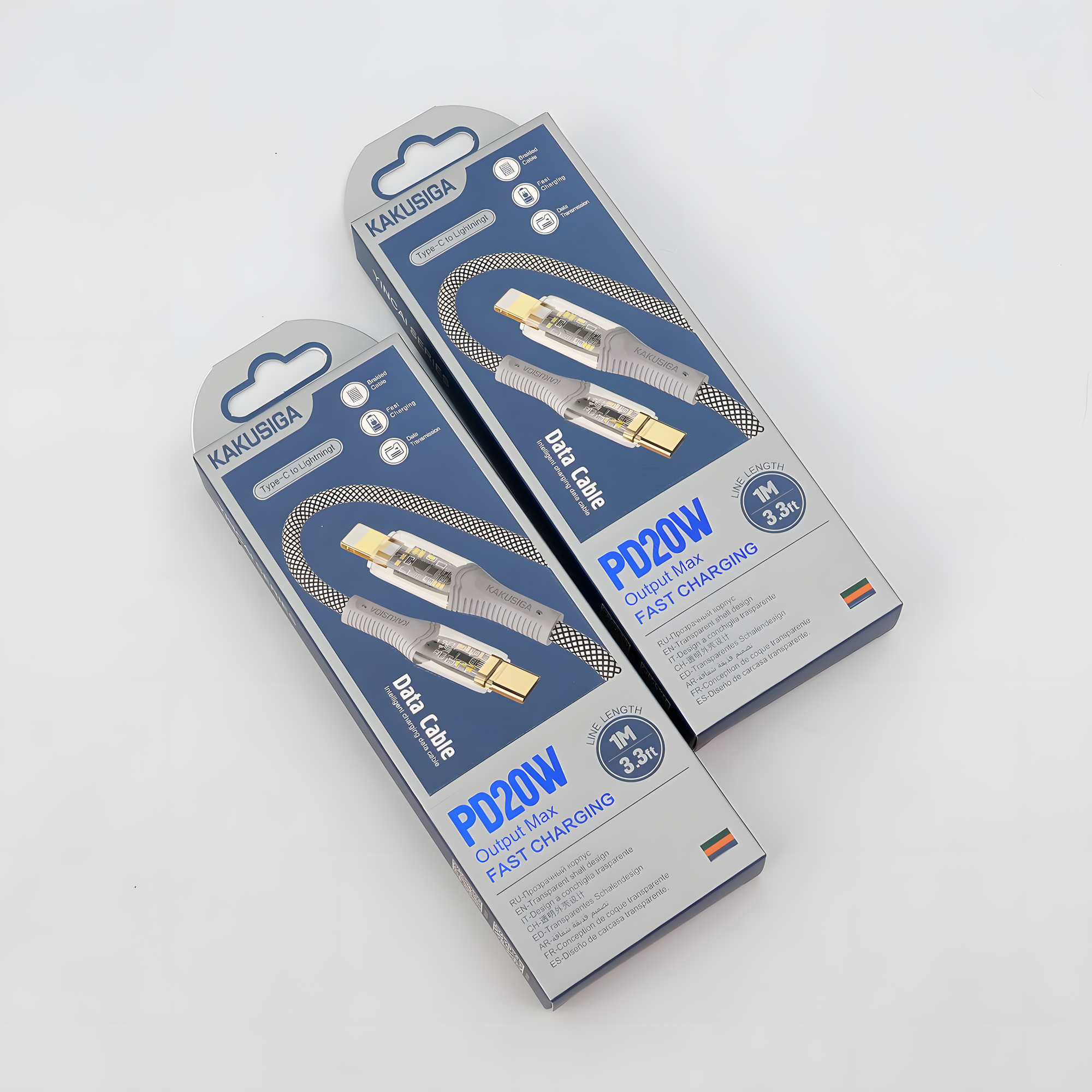 USB кабель KAKUSIGA KSC-809, Type-C на Lightning, для быстрой зарядки iPhone/iPad, черный, 1м, усиленный
