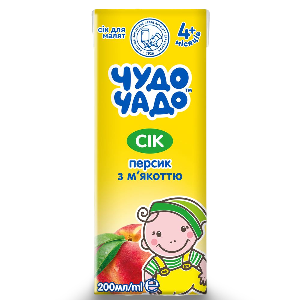 Персиковый нектар с мякотью «Чудо-Чадо» с витамином С, 200 мл