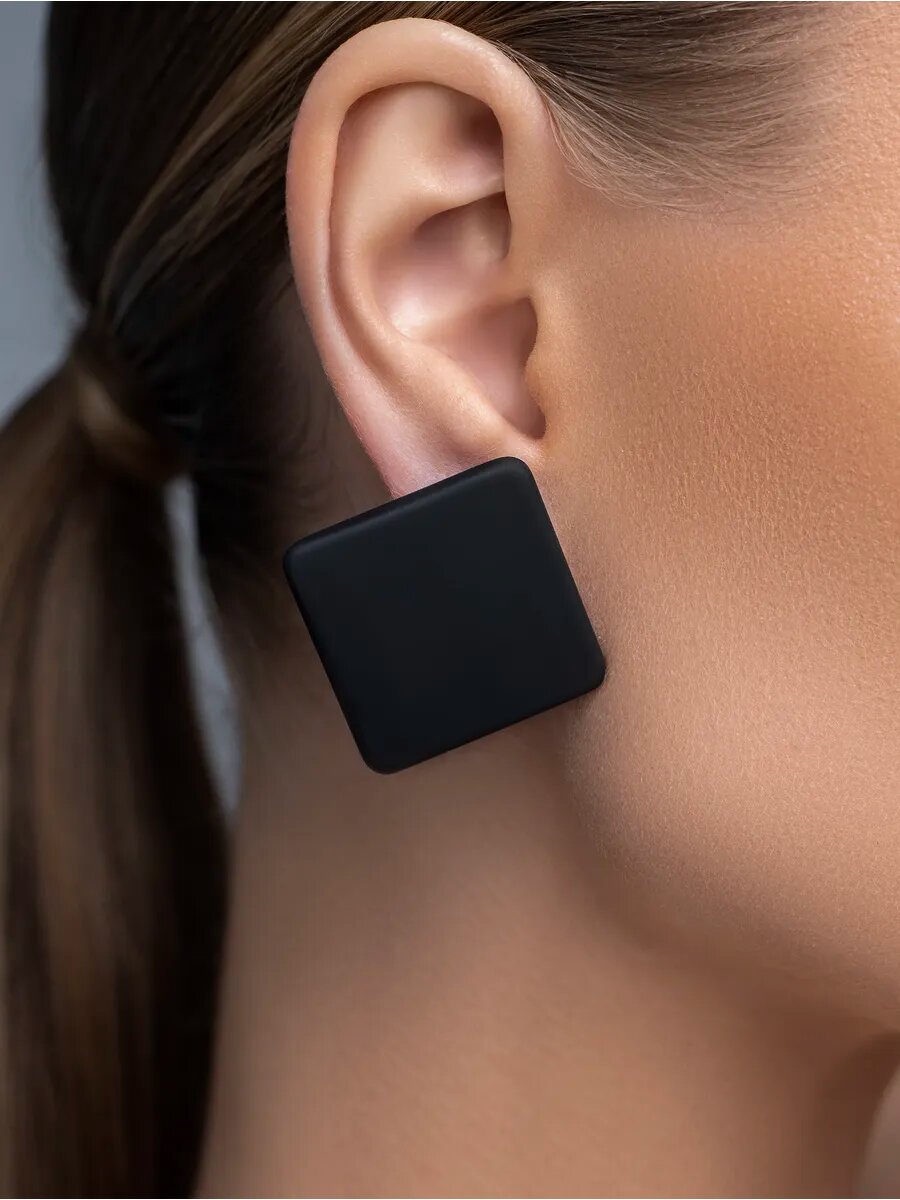 Серьги пусеты, черный — фото 1