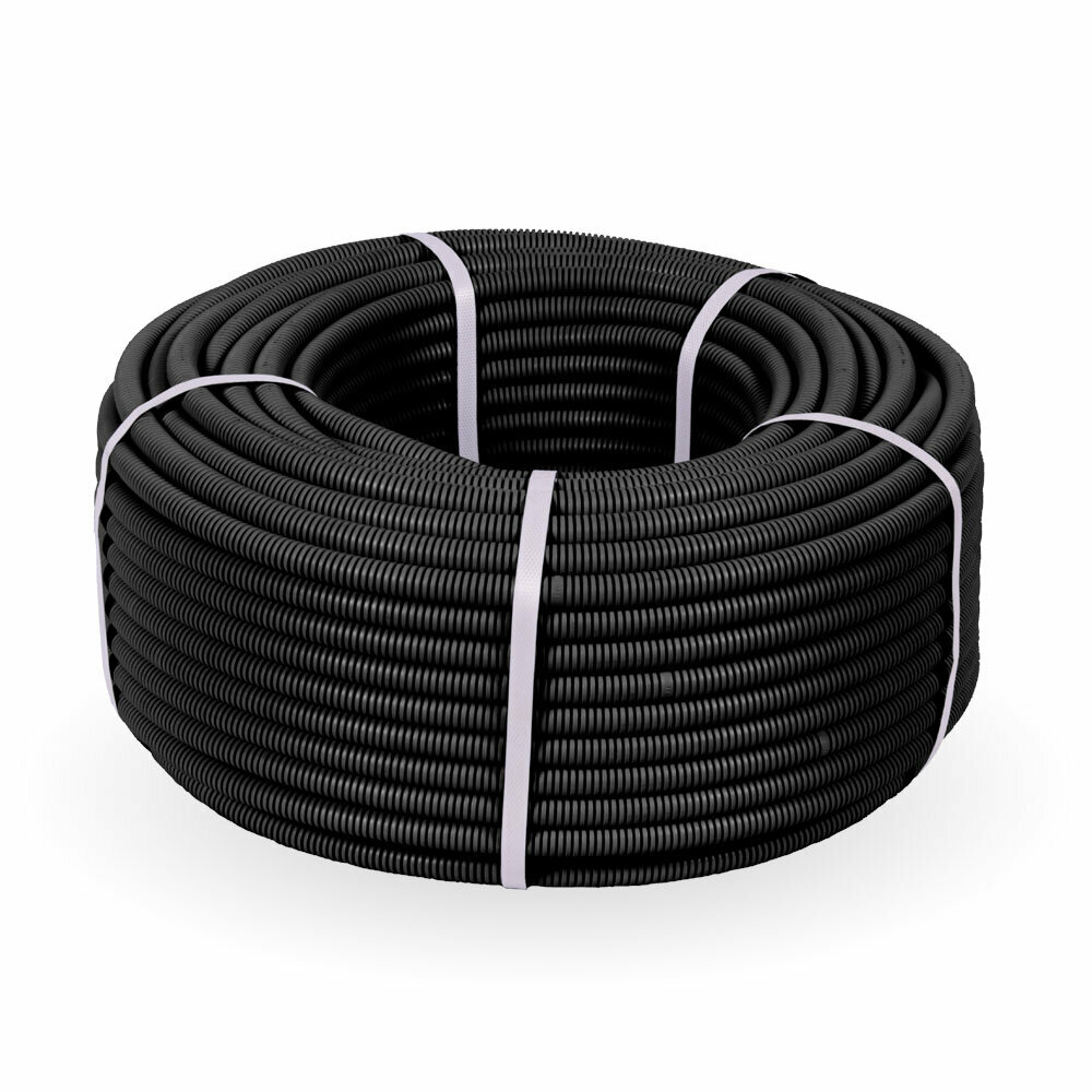 Труба гофрированная Строитель ПНД 16мм с/з безгалоген. HF (черная) (100м)