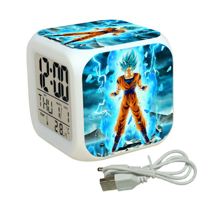 Clock dragon ball z светящиеся led будильник с календарем и температурой для детской комнаты