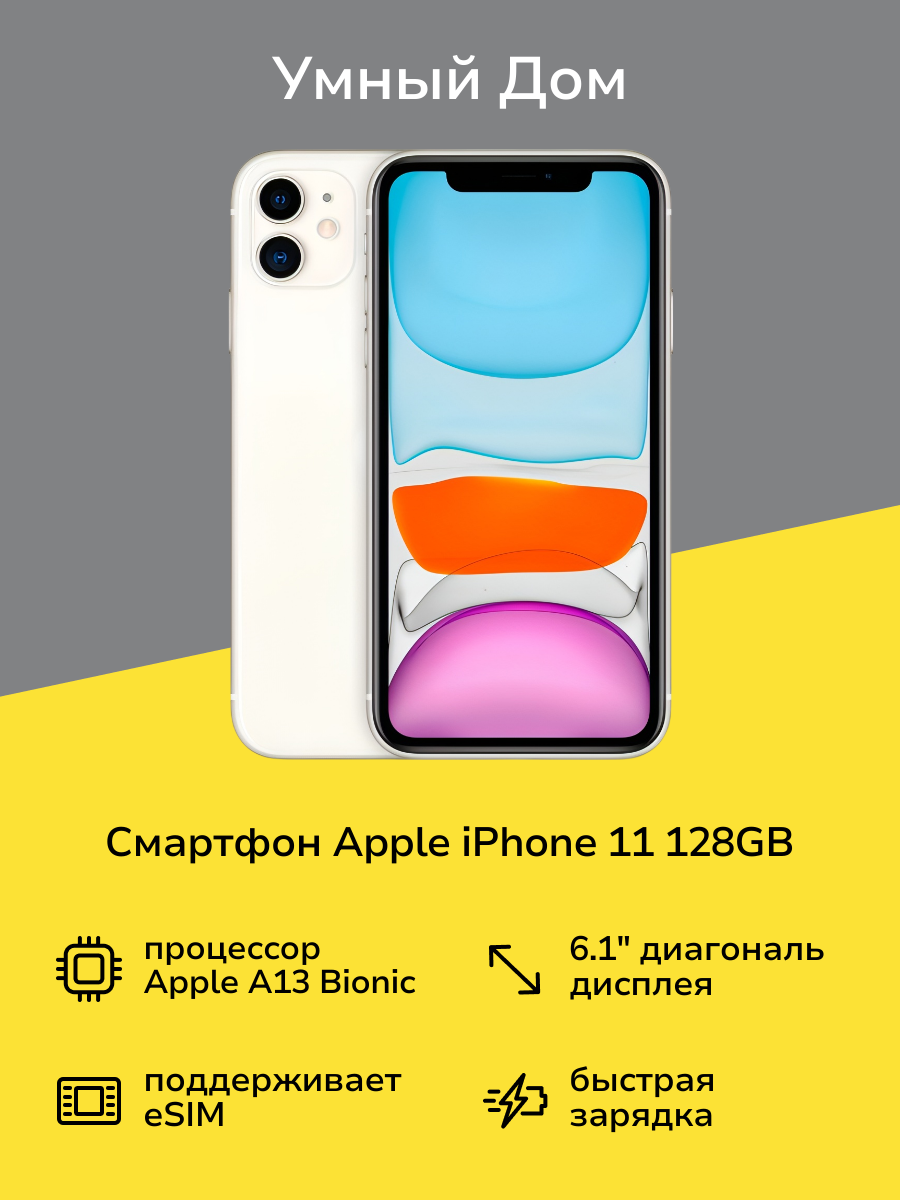 Смартфон Apple iPhone 11 128GB nanoSim/eSim White
