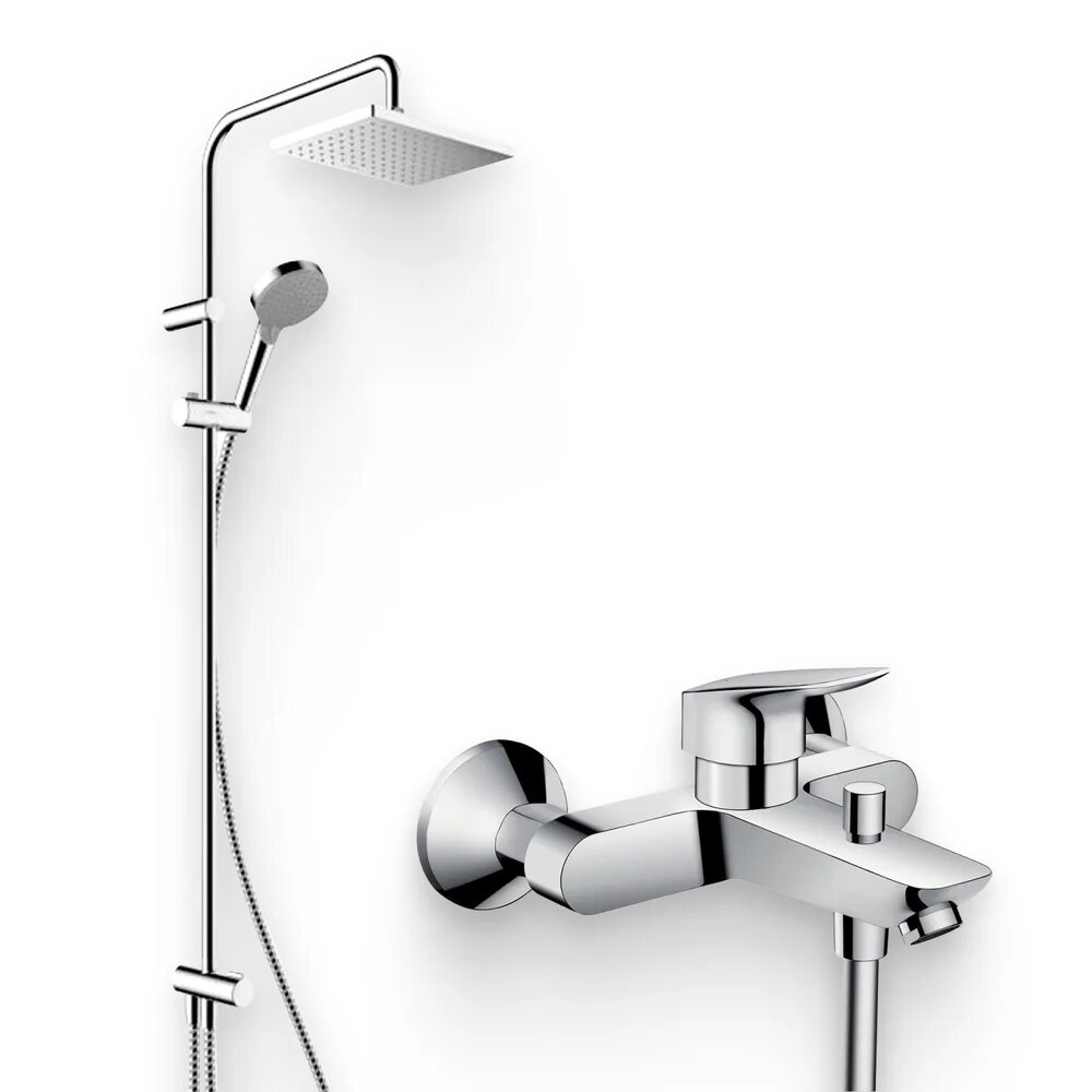 Душевой комплект Смеситель Hansgrohe Logis 71400000 / Стойка Vernis Shape 26282000 Showerpipe 230 1jet Reno хром