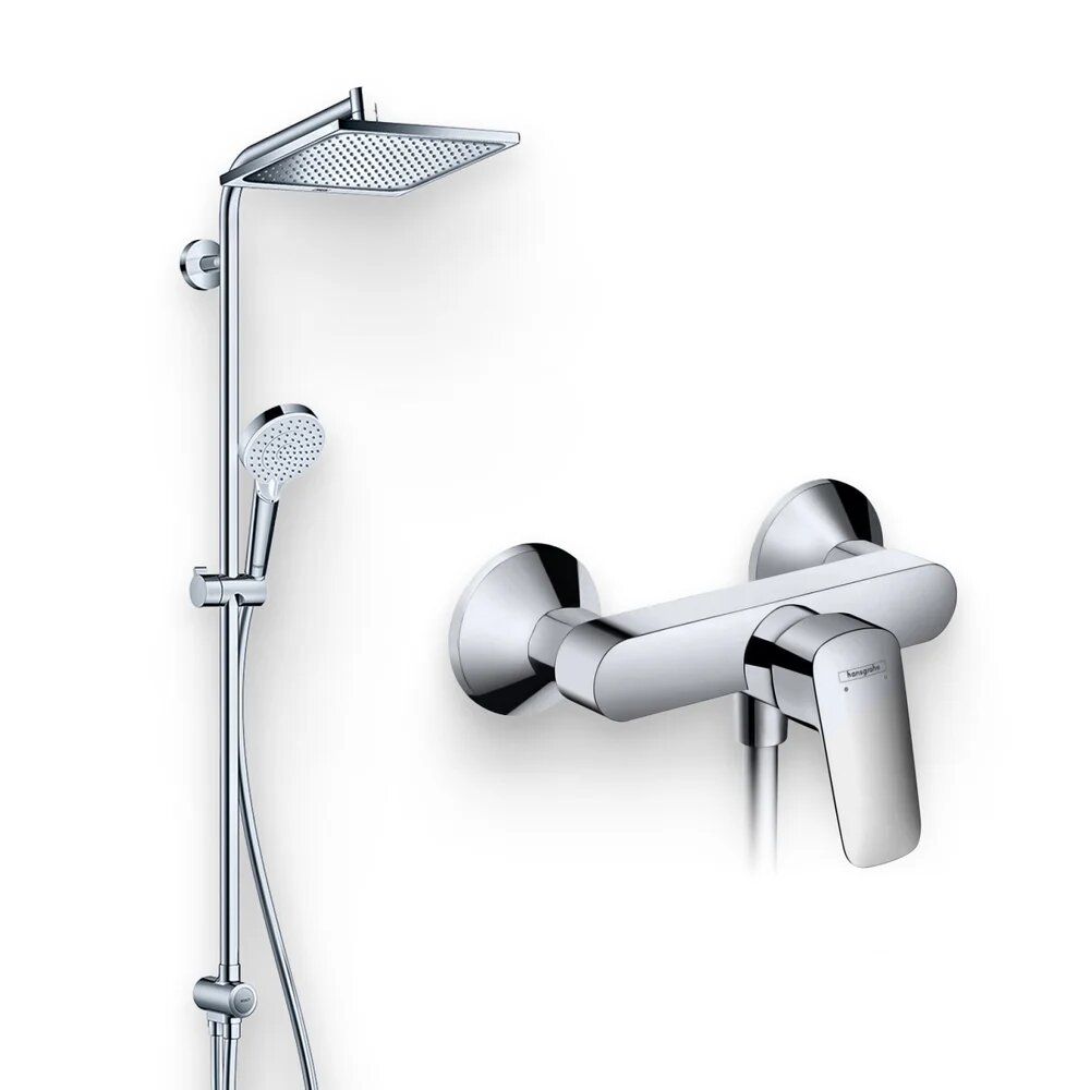 Душевой комплект Смеситель для душа Hansgrohe Logis 71600000 / Стойка Crometta E 240 1jet Showerpipe Reno 27289000 EcoSmart