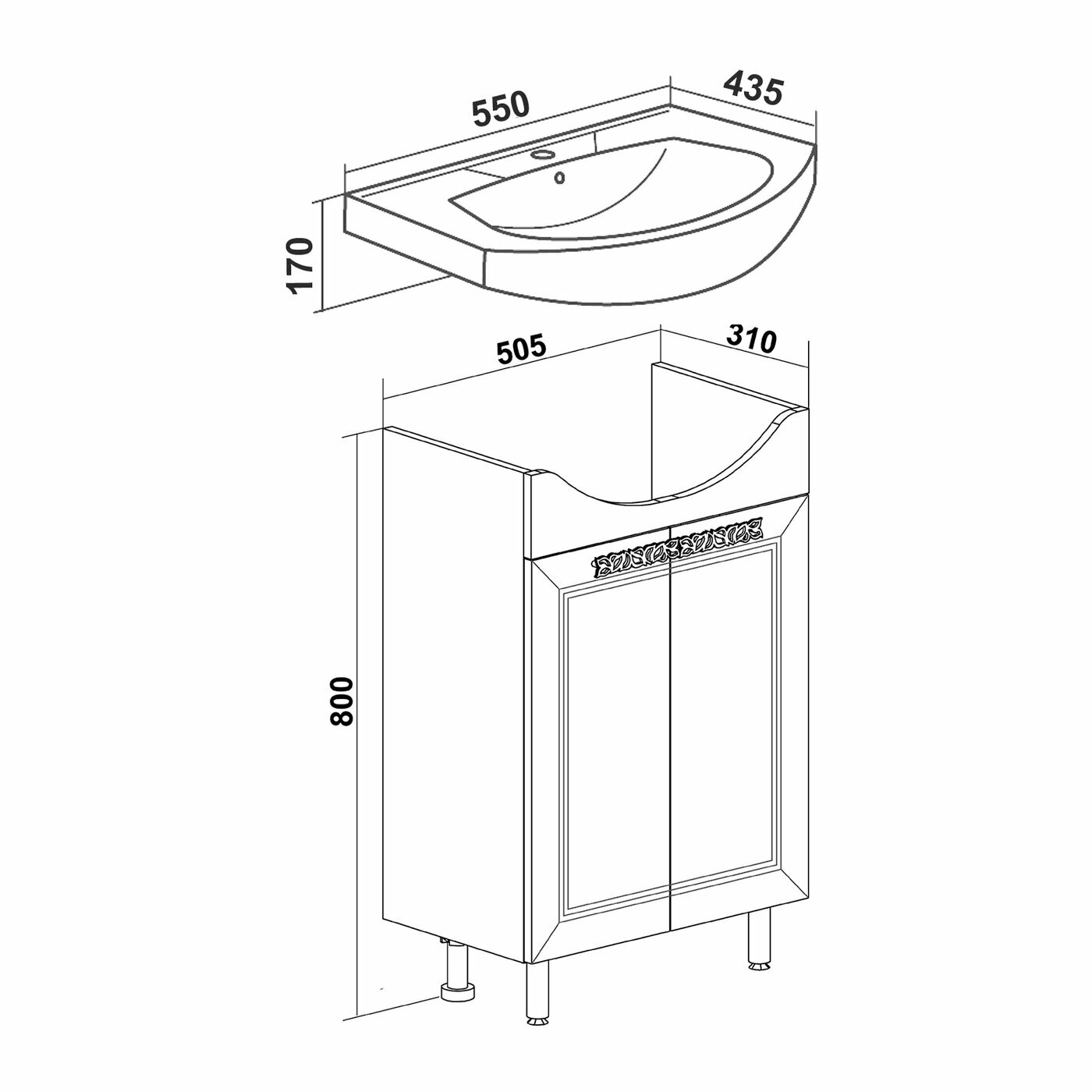 Тумба под раковину Runo Монро 00-00000457 - фото №7