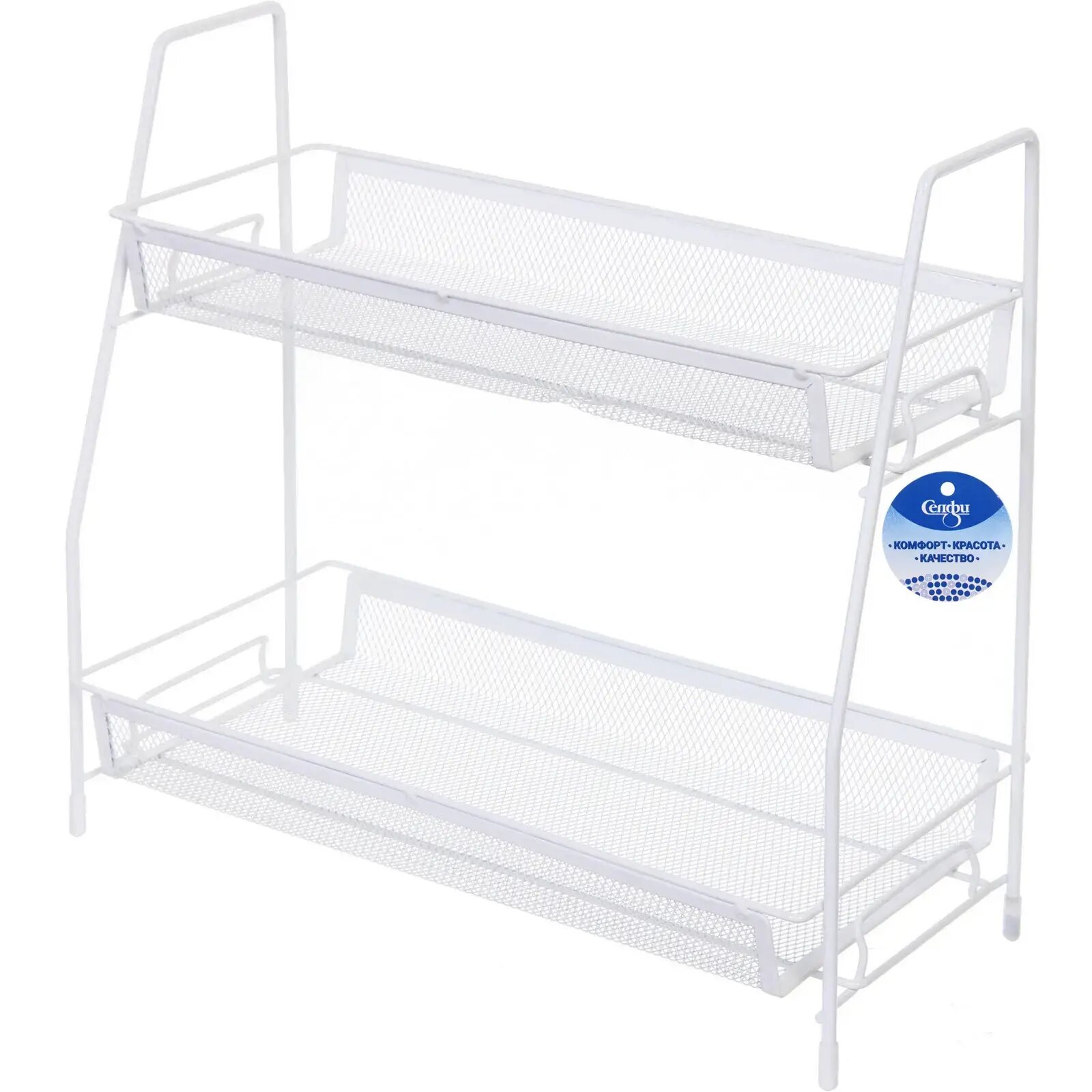 Этажерка настольная «фанадеро» 2-ярусная металл белый 36х17х33см