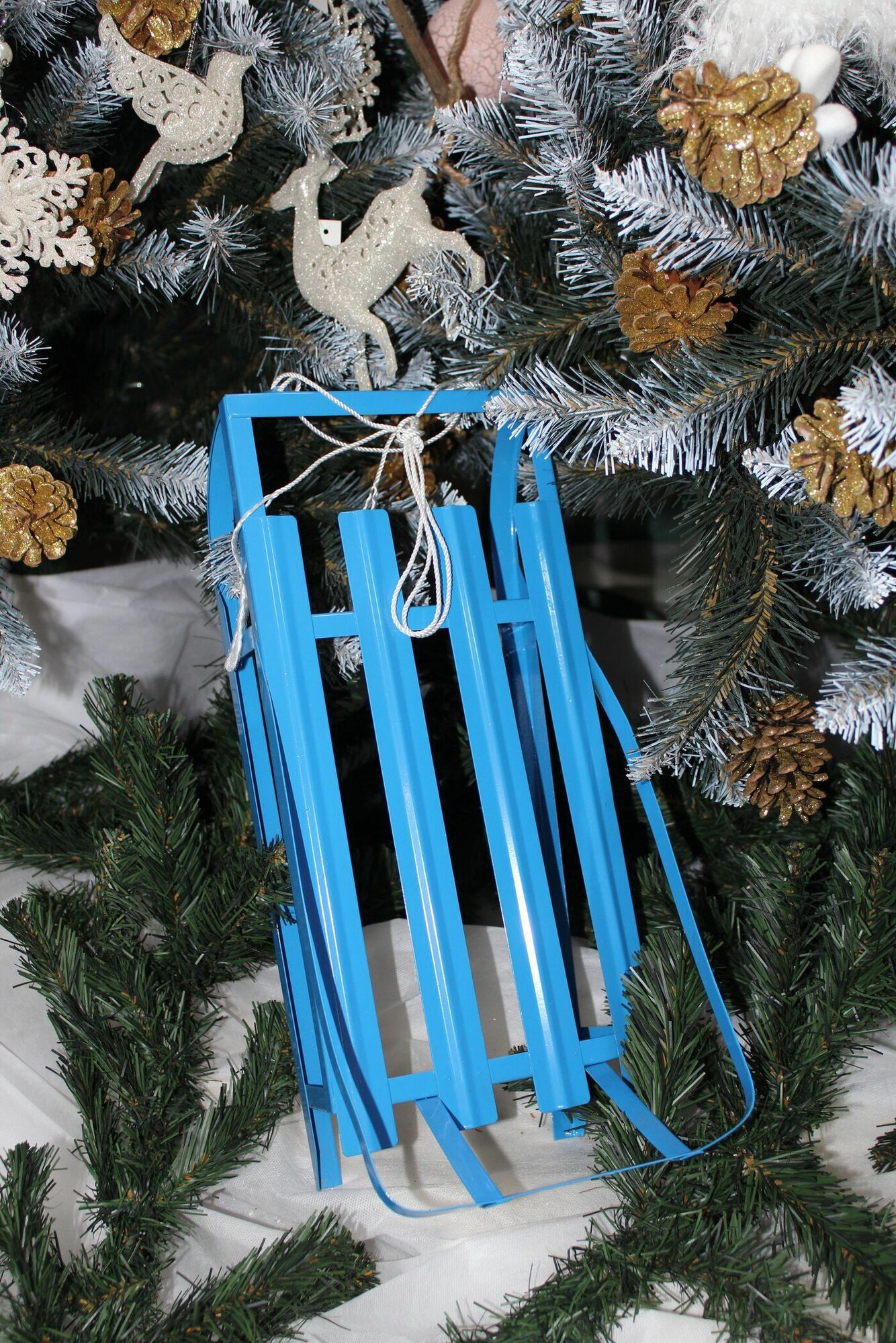 Санки-каталка "Для кукол" металл 175 см без эффектов светло-синие