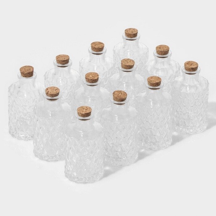 Набор баночек стеклянных для специй с пробковой крышкой Доляна Парфе  130 мл 115 55 см 12 шт