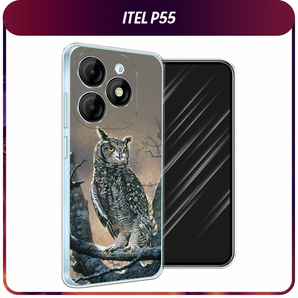 Силиконовый чехол на Itel P55 / Ител Р55 с принтом "Сова арт 5"
