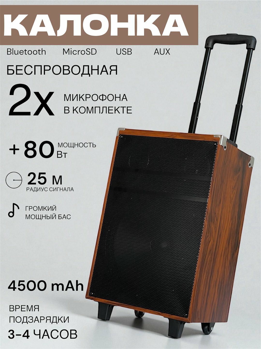 Bluetooth-колонка, портативная акустическая система с двумя микрофонами, караоке