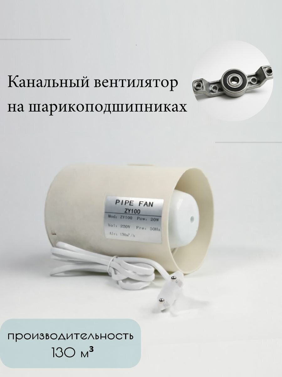 Канальный осевой вентилятор вытяжной бытовой диаметр 100 мм (для кухни ванной санузла туалета)