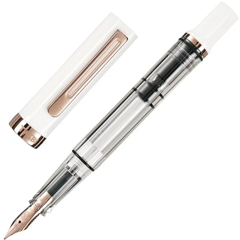 TWSBI ECO прозрачная поршневая перьевая ручка EF(0.4-0.5mm), White Gold Clip