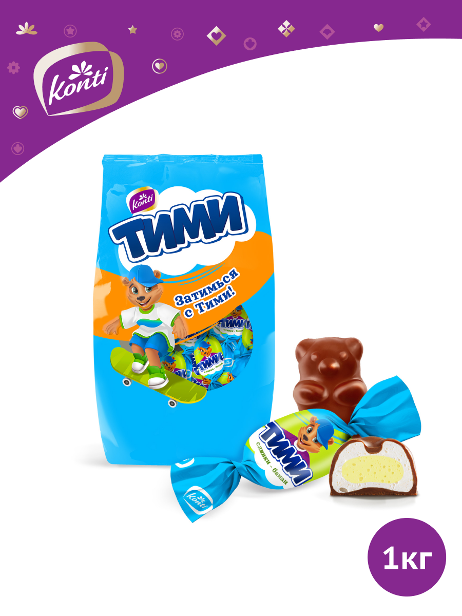 Конфеты суфлейные Тими сливки-банан, 1000г