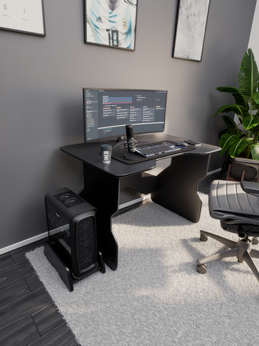 Изображение товара Игровой компьютерный стол для геймера черный с черной окантовкой 106х73х75