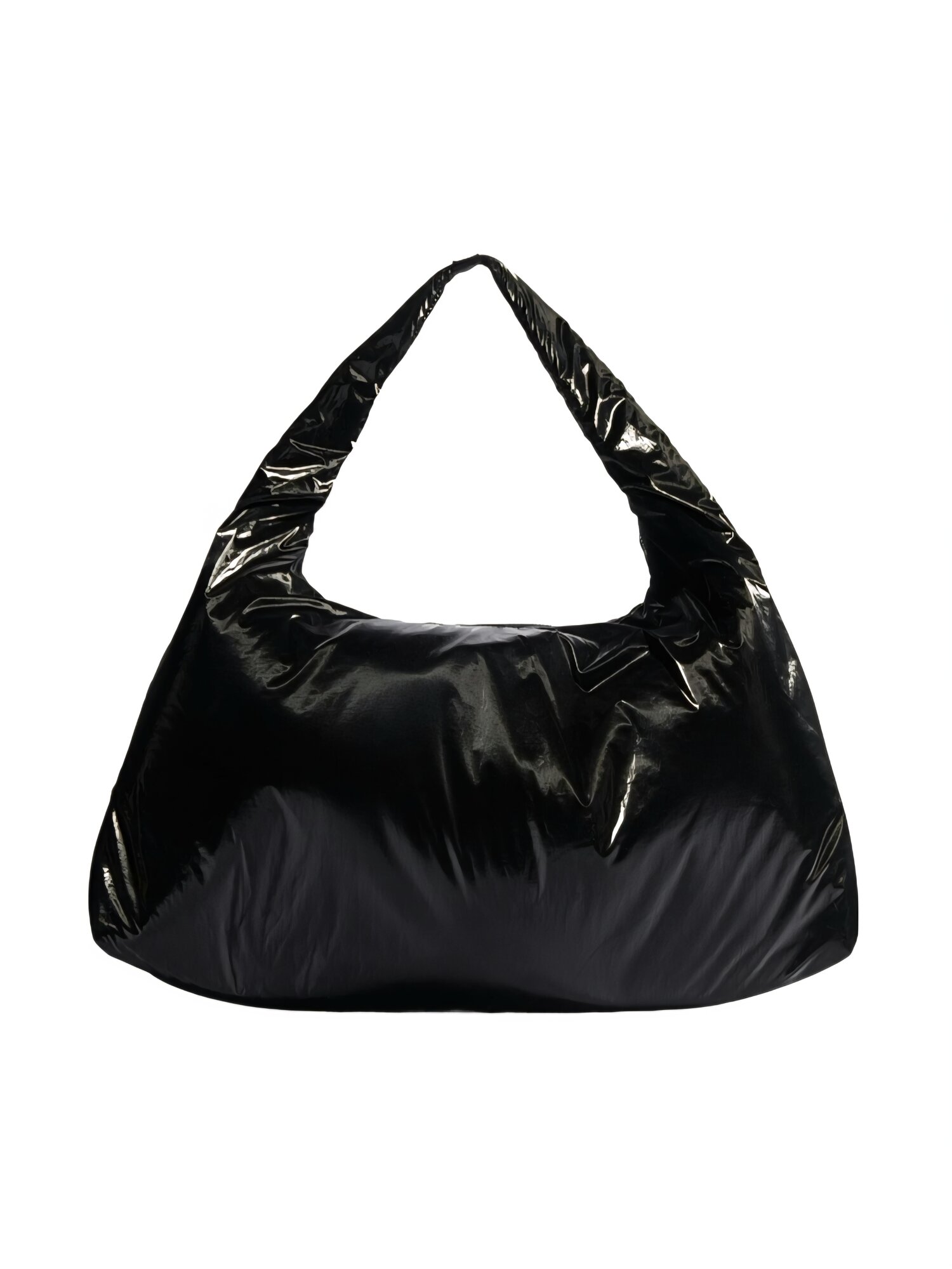 Сумка хобо adidas, фактура перфорированная, лаковая, черный — фото 1