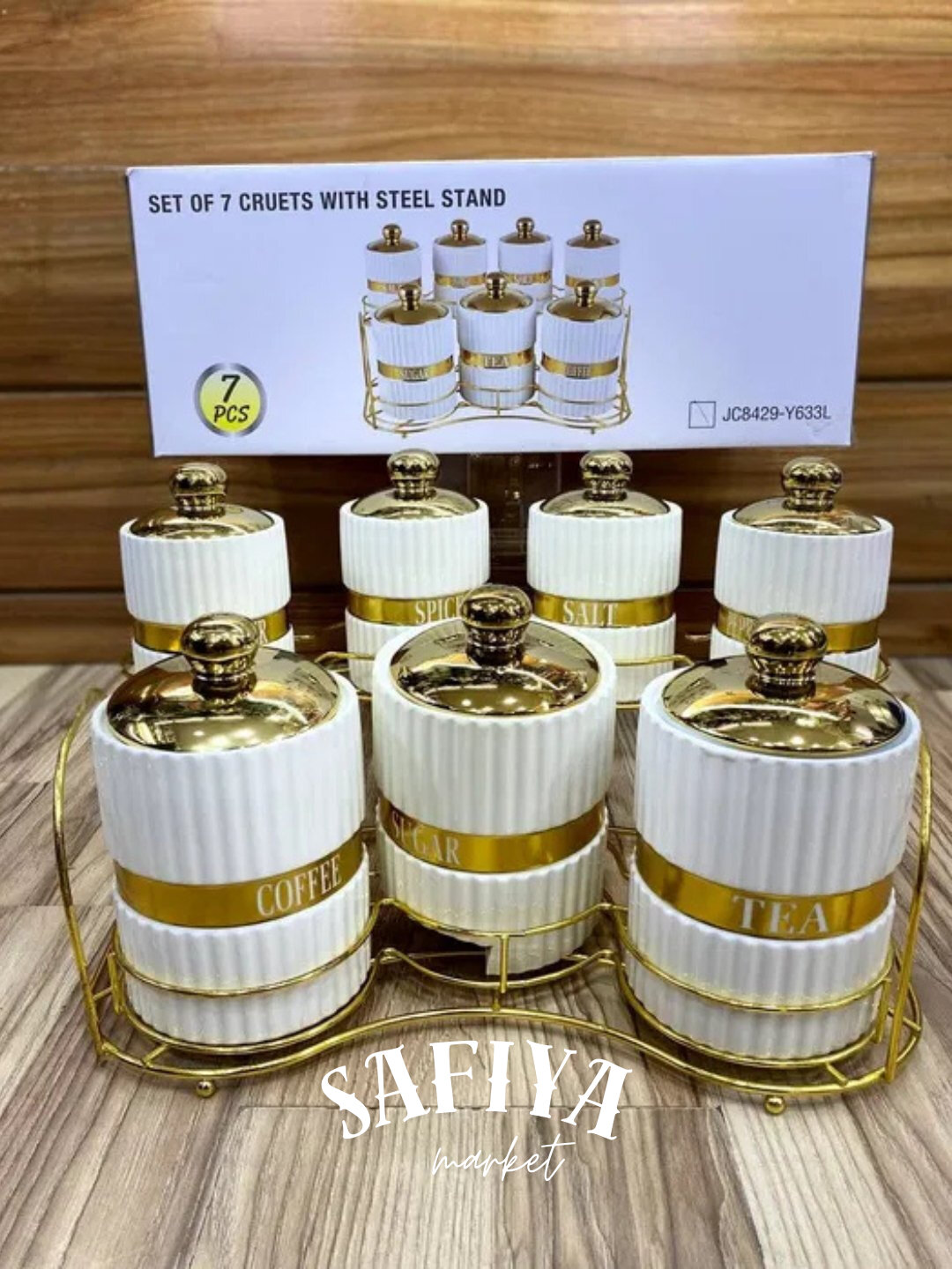 Набор для специй из 7 предметов — элегантные баночки для соли, перца и приправ - Серый
